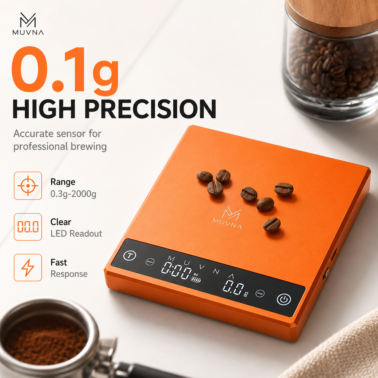 Coffee Bean Scale - Báscula de Café MUVNA, Báscula Digital