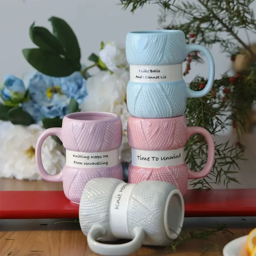 Coffee Tea Knits - Taza de café de cerámica estilo