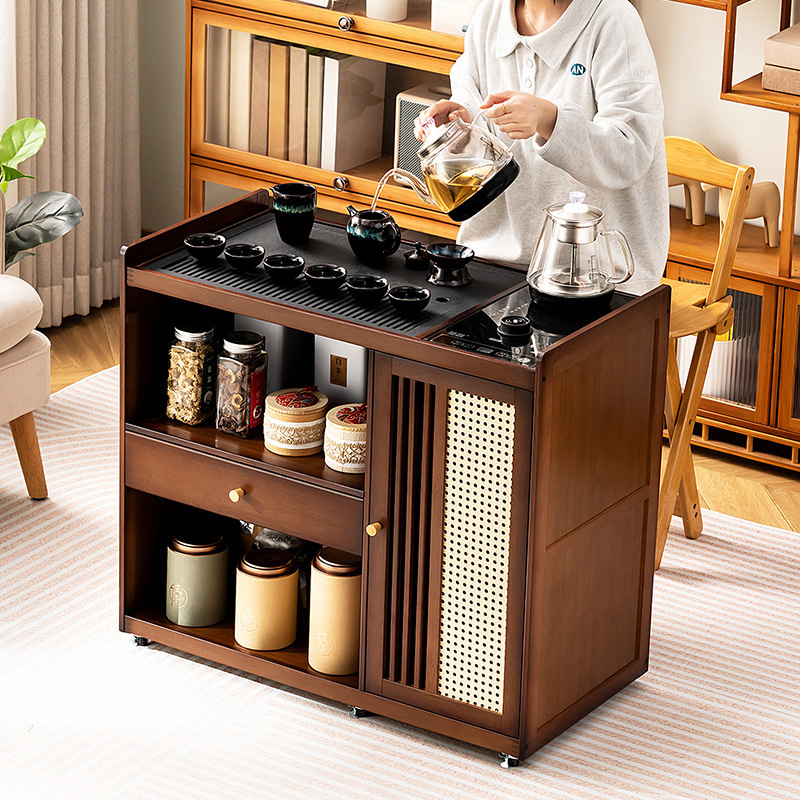 Coffee Tea Brew - Mueble integrado con tetera móvil pequeña,