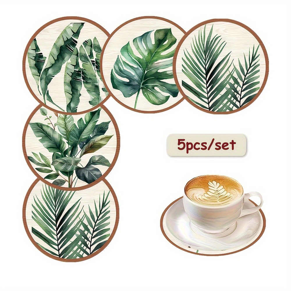 Coffee Tea Leaf - Posavasos de madera con diseño de