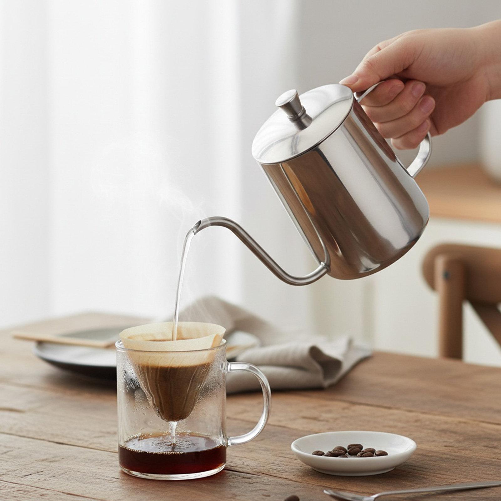 Coffee Tea Brew - Tetera de Acero Inoxidable de 600