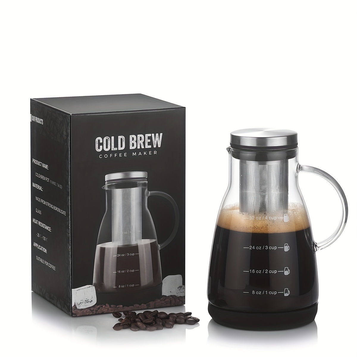 Coffee Tea Brew - Jarra de Vidrio Clásica de 24oz