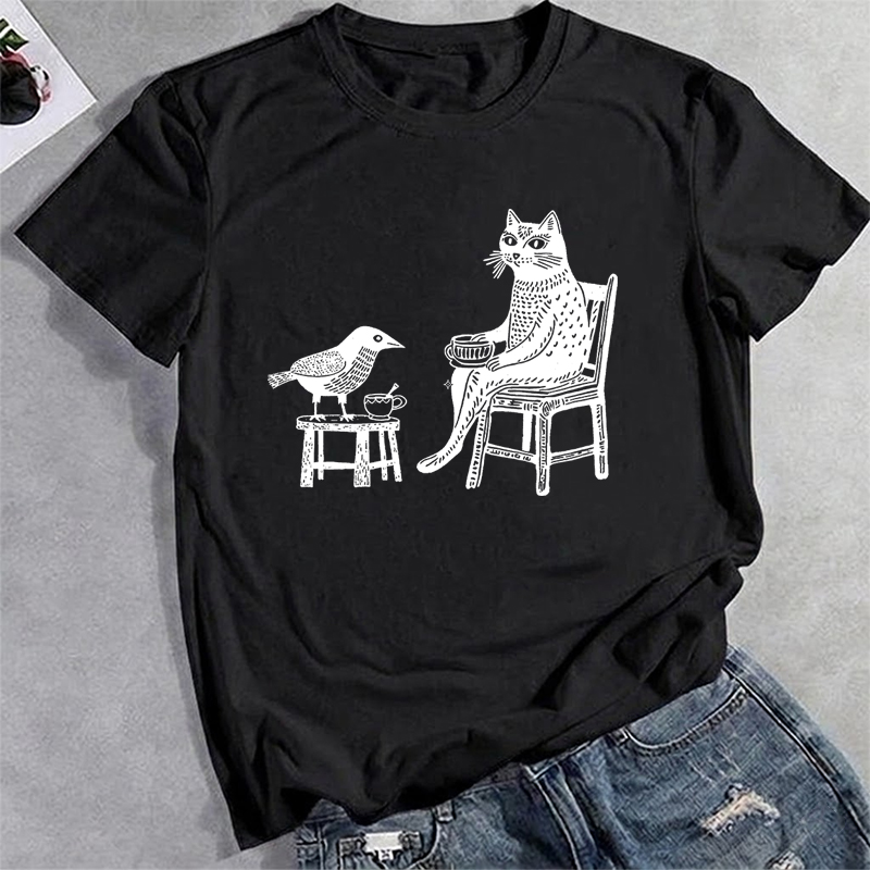 Camiseta con estampado de gato - Coffee Tea Knits reseña y precio