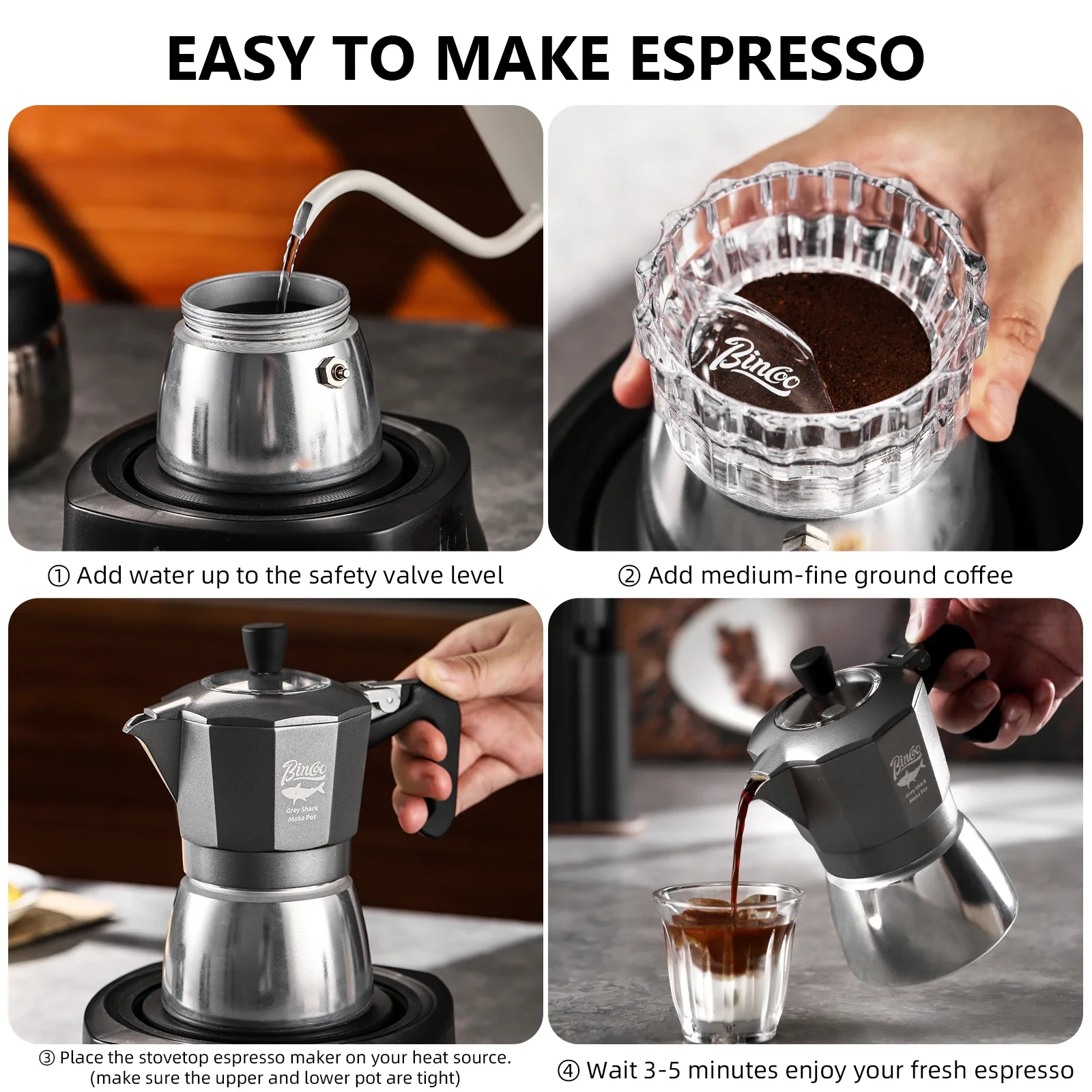 Cafetera Moka Bincoo de 2 Taza - Coffee Tea Espresso reseña y precio