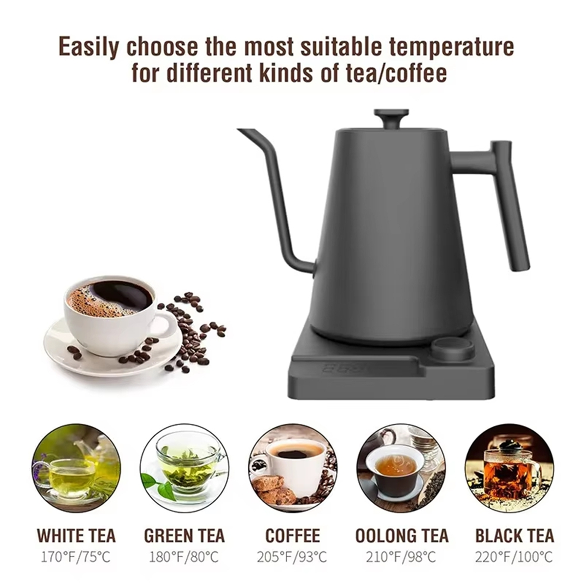 FZFZ Hervidor eléctrico con cu - Coffee Tea Uk reseña y precio