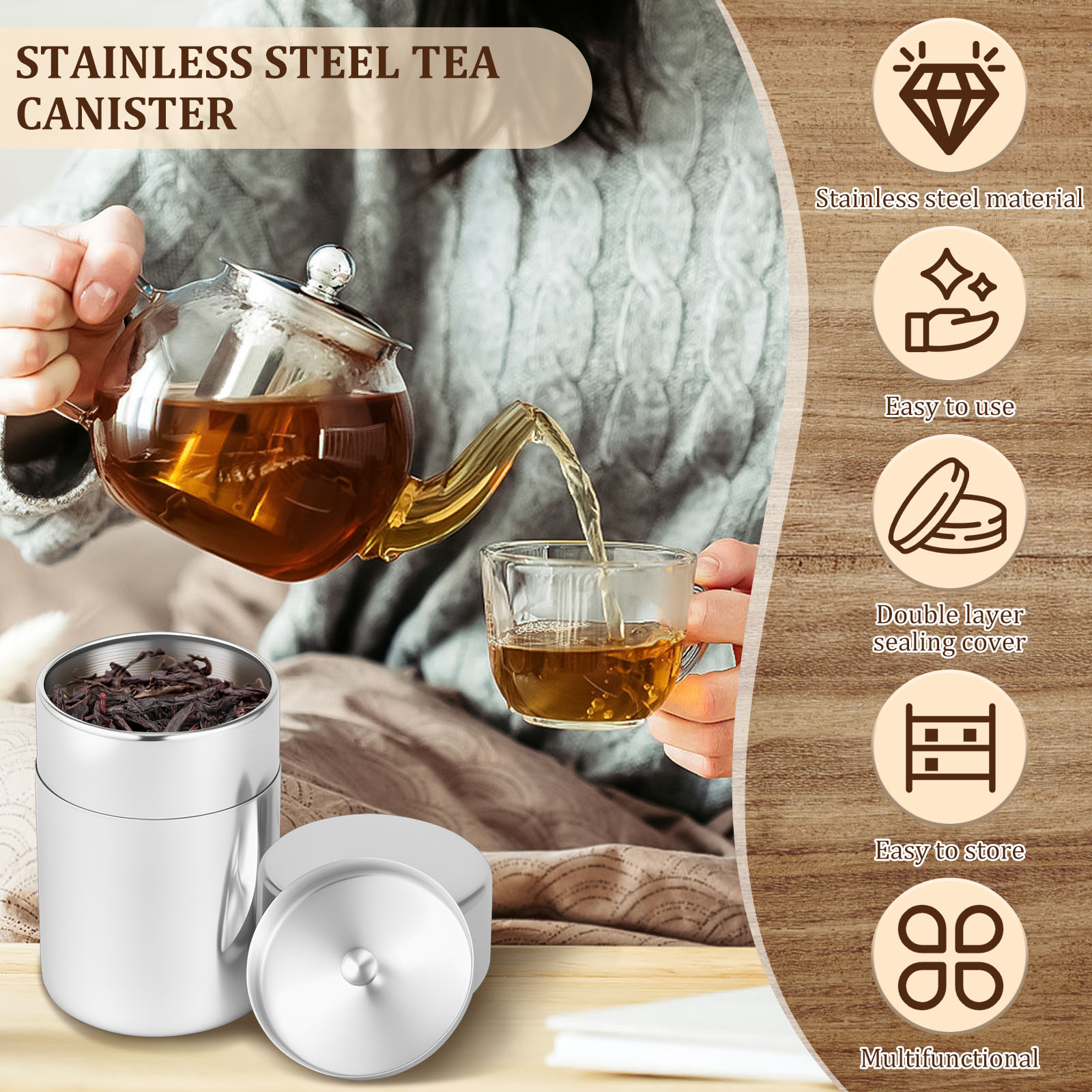 Latas de hojas de té de acero  - Coffee Tea Bean Leaf reseña y precio